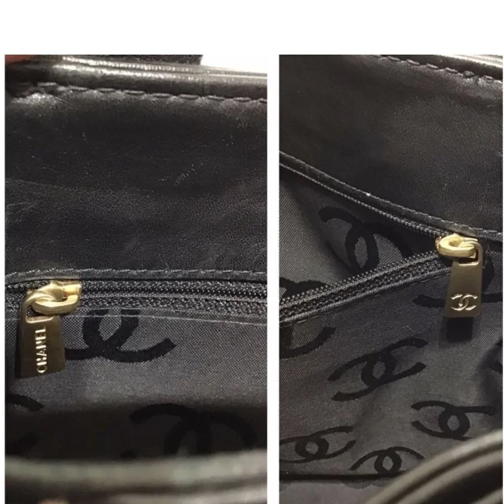 CHANEL Black Leather Quilted Wild Stitch Tote/Shoulder Bag Vintage
